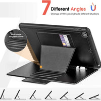 Full-Body Shockproof Protective Smart Leather Cover Cases with 7 Magnetic Stand Angles & Pencil Holder & Card Slot for iPad 10.2 2020/2019, Black