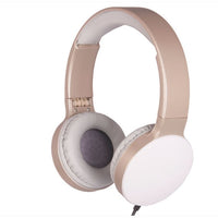 FOLDABLE HEADPHONES WITH 3.5MM CABLE ON-EAR PADDED DESIGN GOLD WHITE / BLACK
